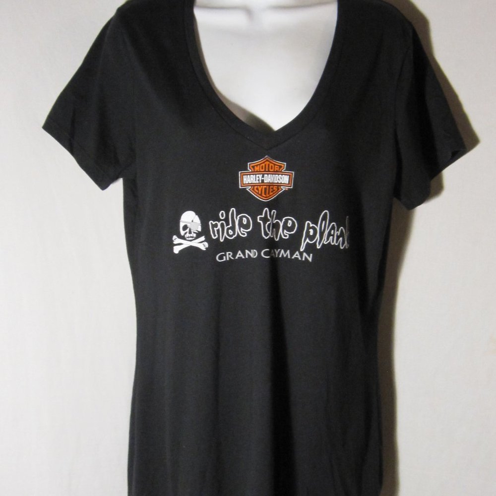 NWT Harley Davidson V-Neck Ride The Plank T Shirt L